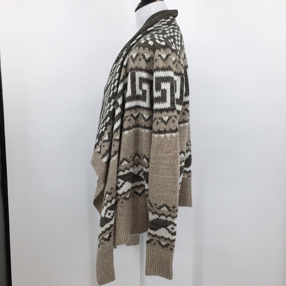 Abercrombie & Fitch Cardigan Sweater Womens XS Small‎ Tan White Aztec Knit - Picture 4 of 15